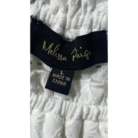 Melissa Paige Women's White Eyelet Top Size L Oversized Resort Boho Cowgirl - Picture 6 of 7